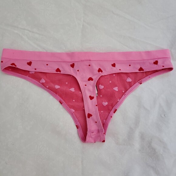BUNDLE OF Victorias Secret Pink Hearts Thong & Red Silk & String Thong - Size L - Picture 10 of 10